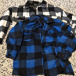 Plaid Button-Up Shirts - Black and Blue
